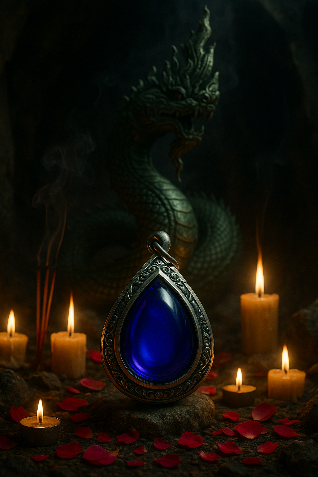 AMULETO OCCHIO DEL NAGA DI SRINAGAR NEROVIOLA