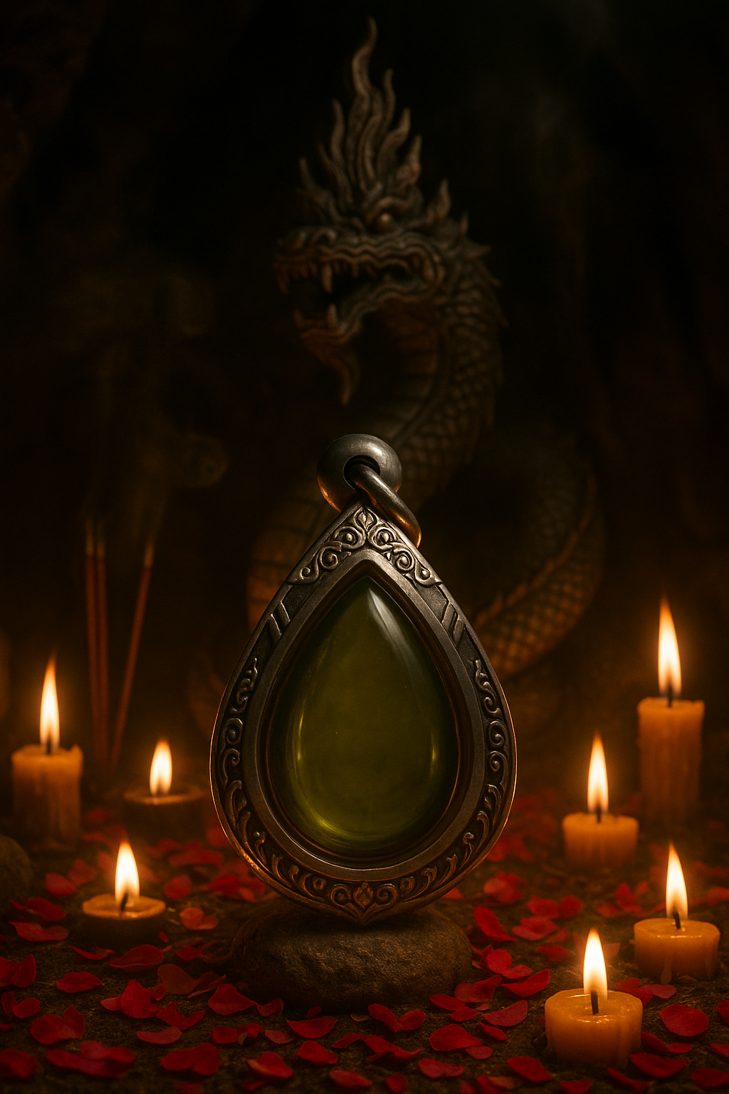 AMULETO OCCHIO DEL NAGA DI SRINAGAR VERDE