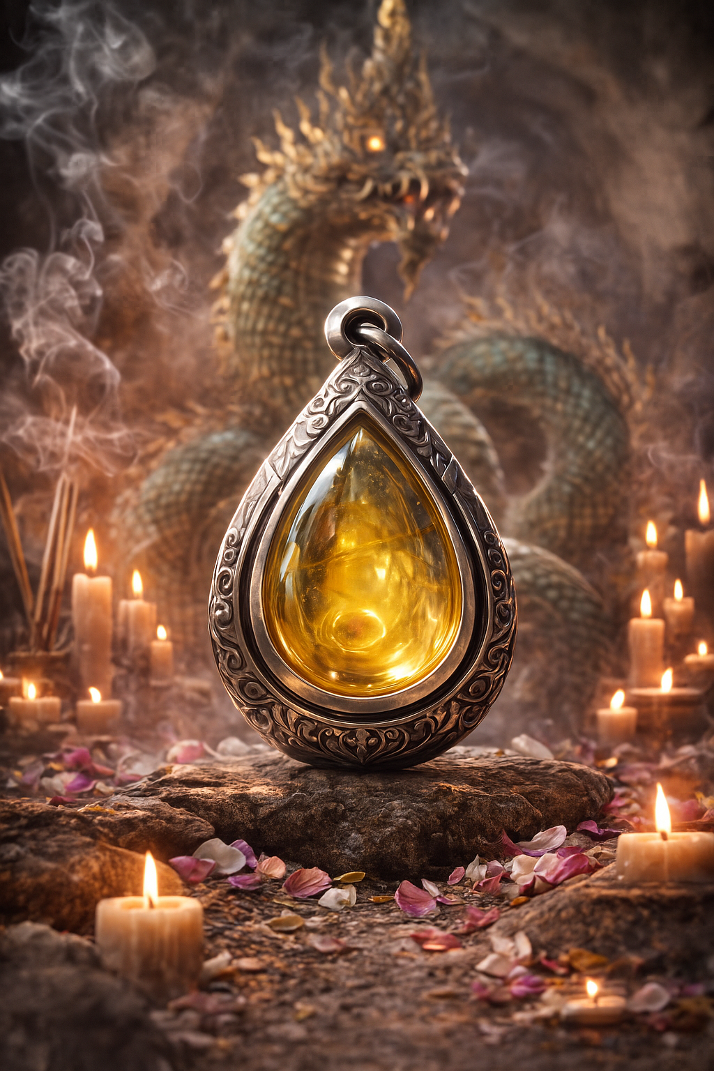 AMULETO OCCHIO DEL NAGA DI SRINAGAR GIALLO