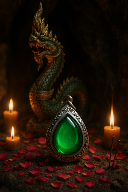 AMULETO OCCHIO DEL NAGA DI SRINAGAR - VERDE SMERALDO RARO
