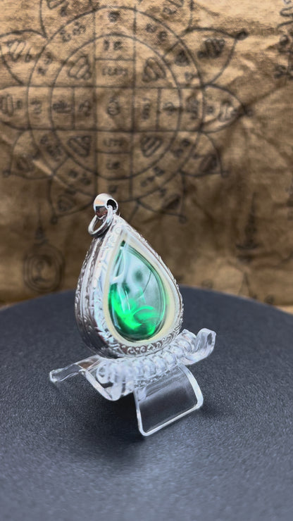 AMULETO OCCHIO DEL NAGA DI SRINAGAR - VERDE SMERALDO RARO